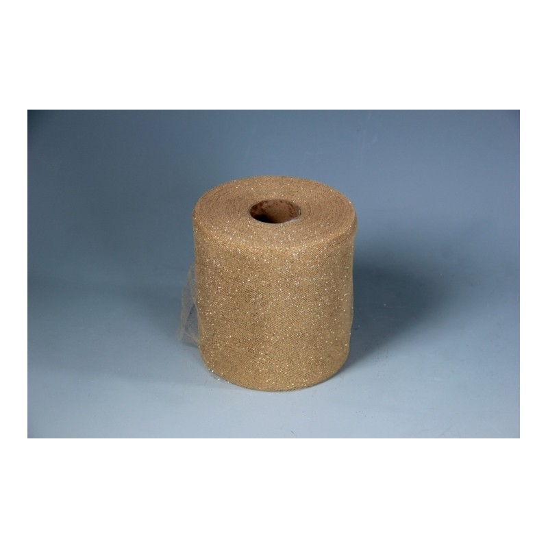 TULLE GLITTERATO CM 12,5 X 100 MT ORO