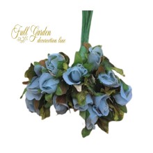 BOCCIOLO MINI ROSA C/FOGLIA PZ.12 CELESTE