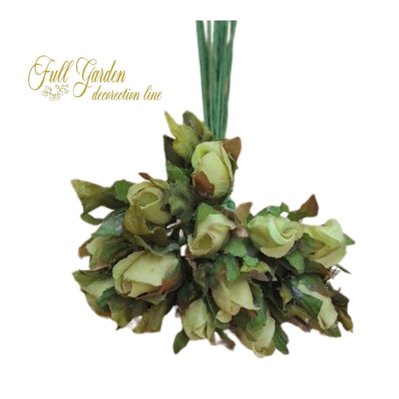 BOCCIOLO MINI ROSA C/FOGLIA PZ.12 LT.GREEN