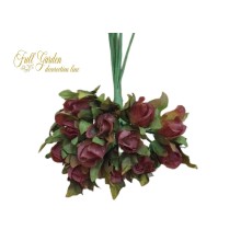 BOCCIOLO MINI ROSA C/FOGLIA PZ.12  OLD PINK