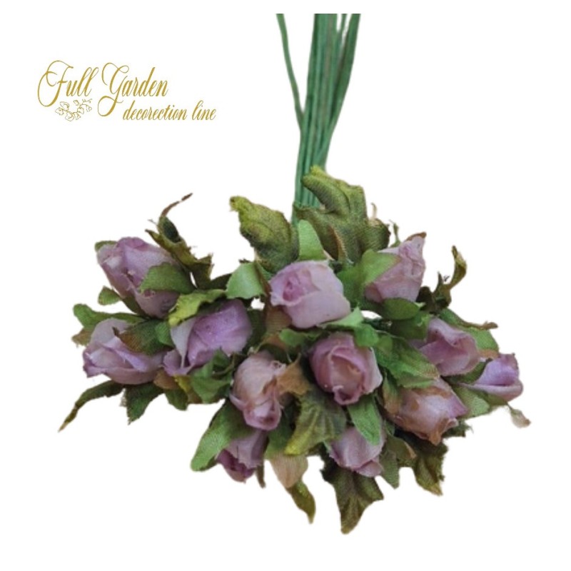 BOCCIOLO MINI ROSA C/FOGLIA PZ.12 LILLA