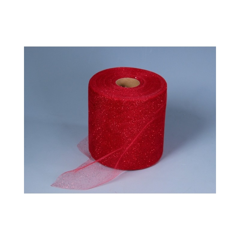TULLE GLITTER RED CM.12,5X100MT
