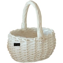CESTO VIMINI OVALE BIANCO C/MANICO 19X16H12