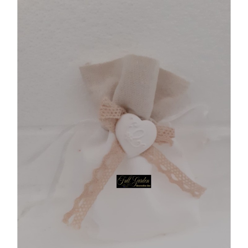 SACCHETTO C/GESSO CUORE BIANCO PZ.10 CM.10X12