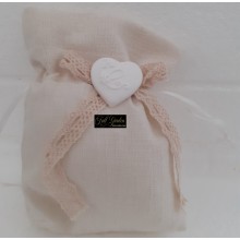 SACCHETTO C/GESSO CUORE PANNA PZ.10CM.10X12