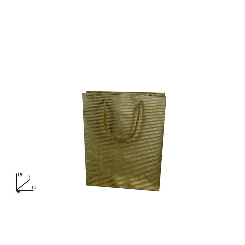 BUSTA REGALO RIGATA LUCIDA ORO 18X14X7CM PZ.12