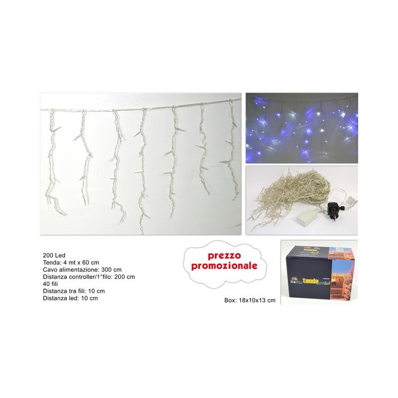 TENDA LED 200LUCI 6MT C/GIOCO LUCI BLU/BIANCO