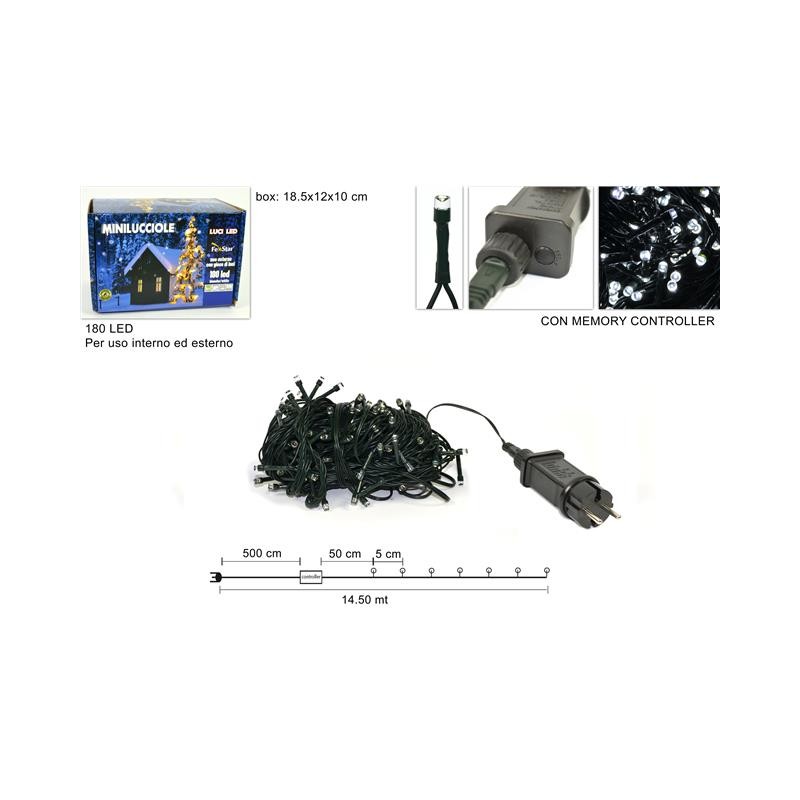 MINILUCCIOLE LED 180 PER ESTERNO LUCE BIANCO