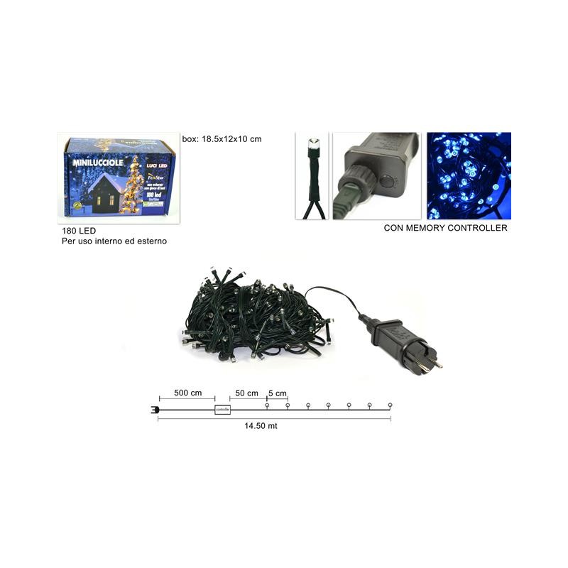 MINILUCCIOLE LED 180 PER ESTERNO LUCE BLU