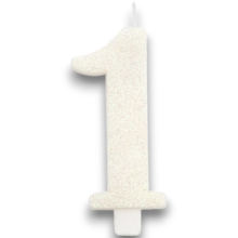 CANDELINA BIO GLITTER N 1 CM 9.5 BIANCA