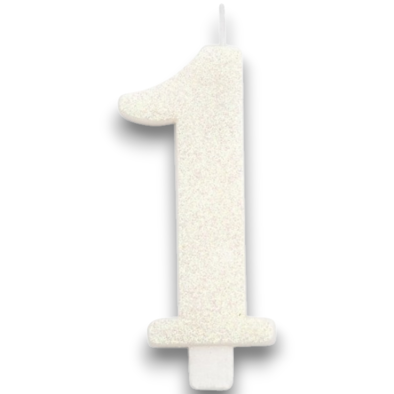 CANDELINA BIO GLITTER N 1 CM 9.5 BIANCA