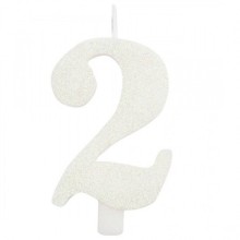 CANDELINA BIO GLITTER N 2 CM 9.5 BIANCA