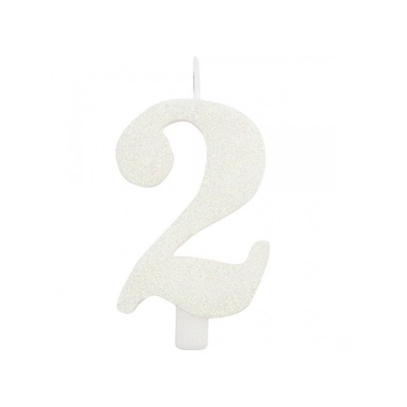 CANDELINA GLITTER N 2 CM 9.5 BIANCA
