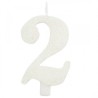CANDELINA BIO GLITTER N 2 CM 9.5 BIANCA
