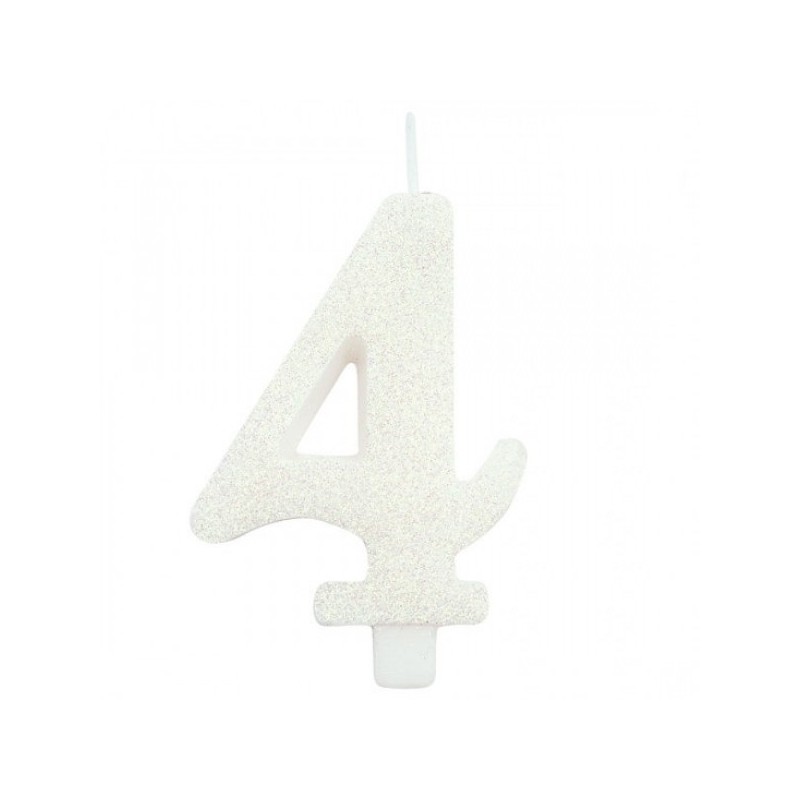 CANDELINA GLITTER N 4 CM 9.5 BIANCA