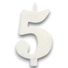 CANDELINA BIO GLITTER N 5 CM 9.5 BIANCA