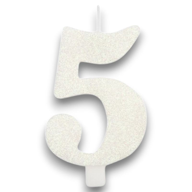 CANDELINA BIO GLITTER N 5 CM 9.5 BIANCA
