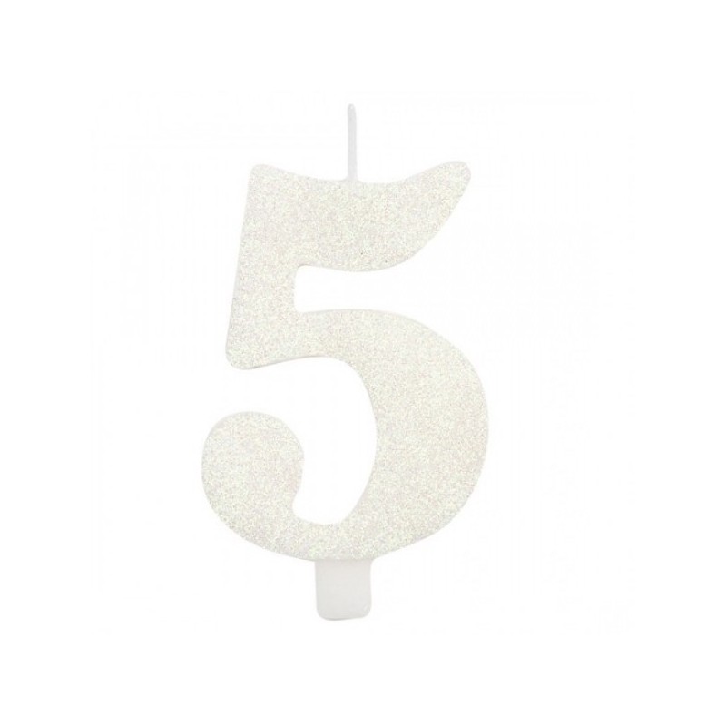 CANDELINA GLITTER N 5 CM 9.5 BIANCA