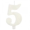 CANDELINA GLITTER N 5 CM 9.5 BIANCA
