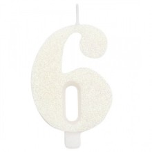 CANDELINA BIO GLITTER N 6 CM 9.5 BIANCA