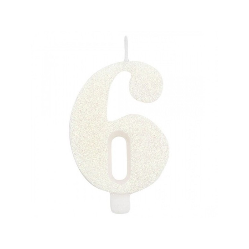 CANDELINA BIO GLITTER N 6 CM 9.5 BIANCA