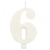 CANDELINA BIO GLITTER N 6 CM 9.5 BIANCA