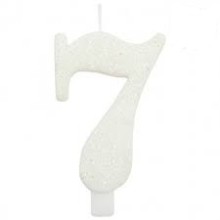 CANDELINA GLITTER N 7 CM 9.5 BIANCA