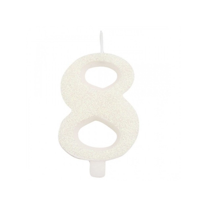 CANDELINA GLITTER N 8 CM 9.5 BIANCA