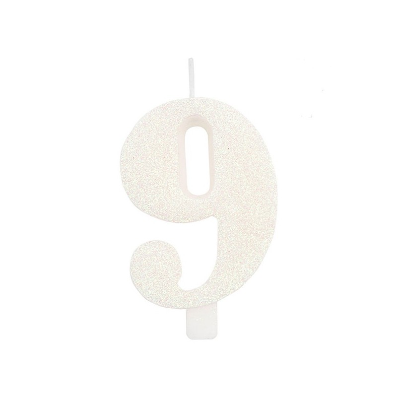 CANDELINA GLITTER N 9 CM 9.5 BIANCA