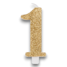 CANDELINA BIO  GLITTER N 1 CM 9.5 ORO