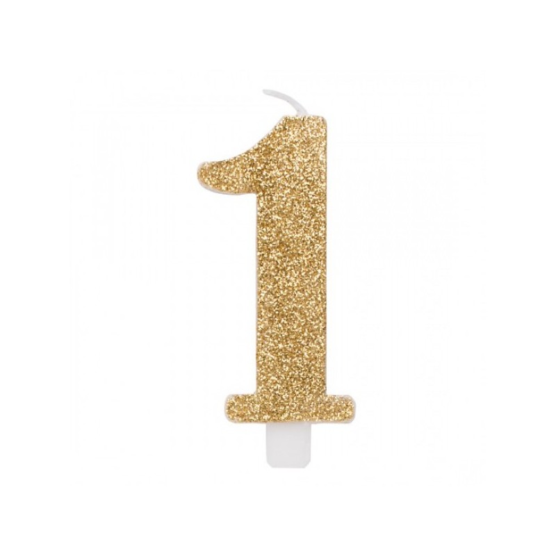 CANDELINA GLITTER N 1 CM 9.5 ORO