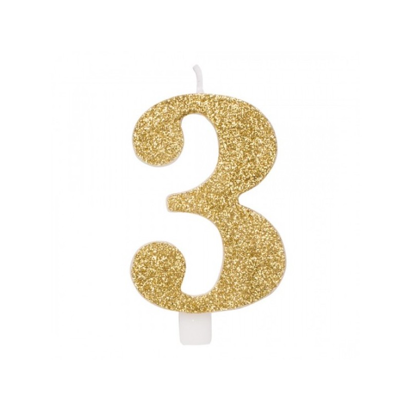 CANDELINA GLITTER N 3 CM 9.5 ORO
