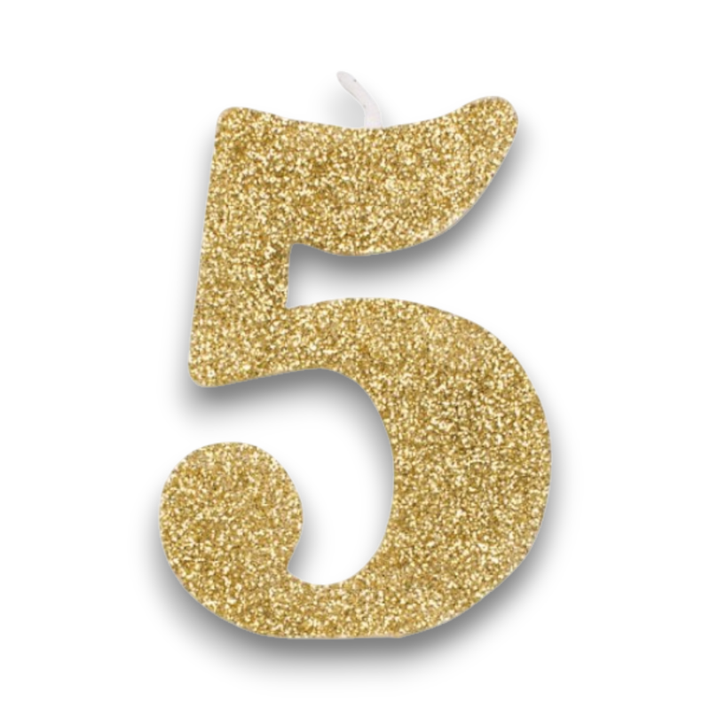 CANDELINA BIO GLITTER N 5 CM 9.5 ORO