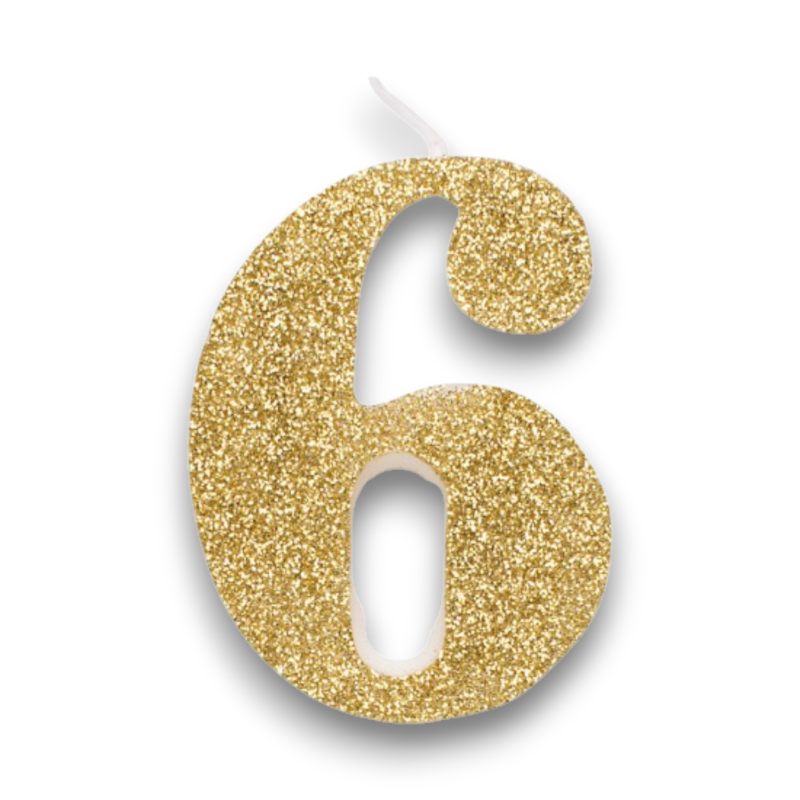 CANDELINA BIO GLITTER N 6 CM 9.5 ORO