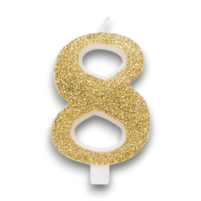 CANDELINA BIO GLITTER N 8 CM 9.5 ORO