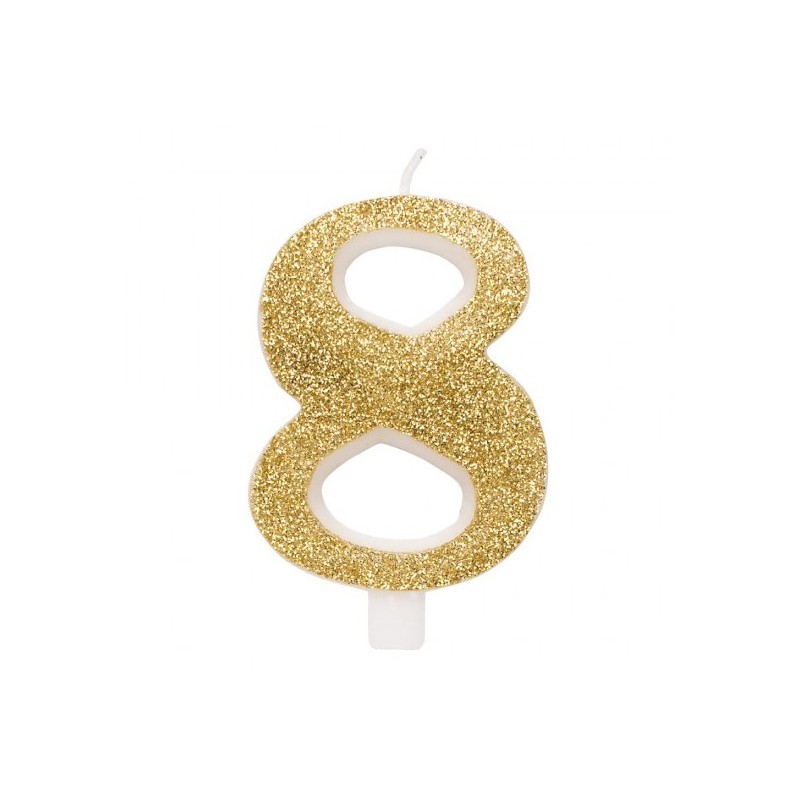 CANDELINA GLITTER N 8 CM 9.5 ORO