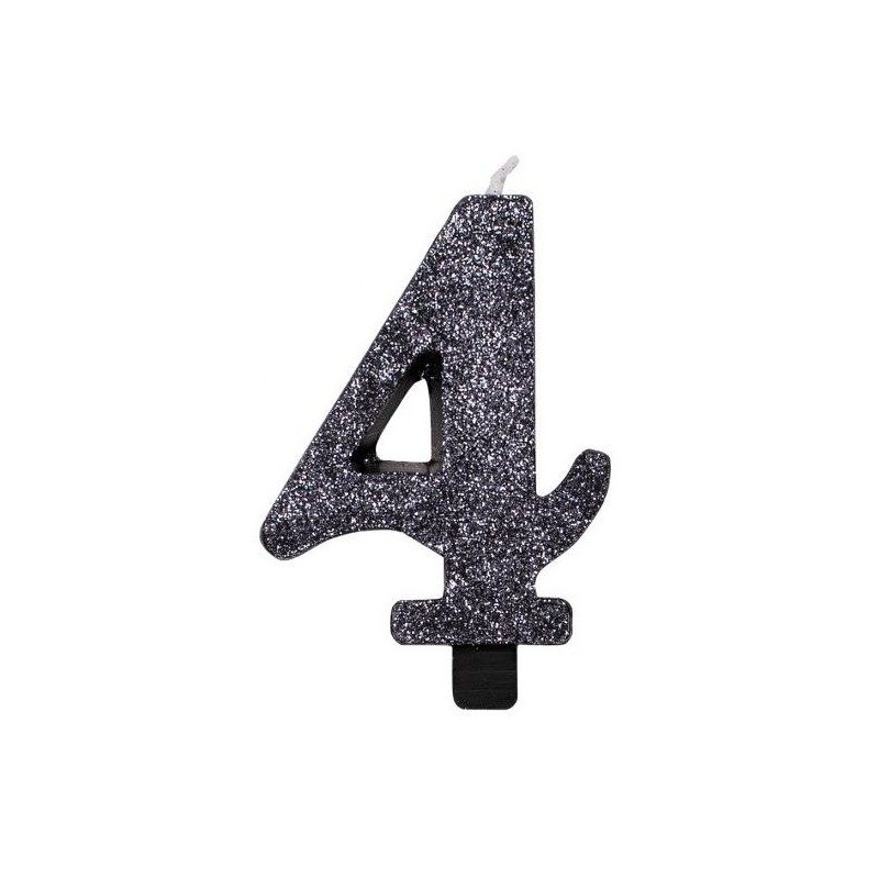 CANDELINA GLITTER N 4 CM 9.5 NERA