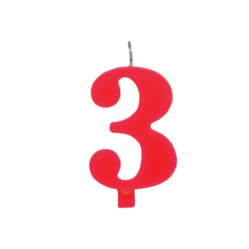 CANDELINA SCINTILLANTE N 3 CM 9.5 ROSSO