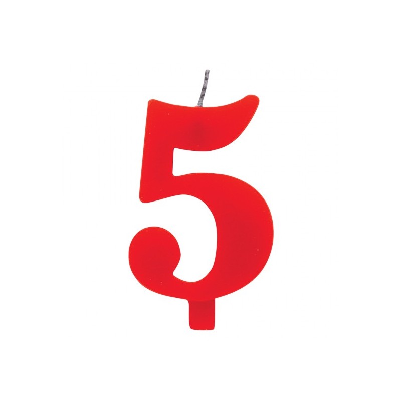CANDELINA SCINTILLANTE N 5 CM 9.5 ROSSO