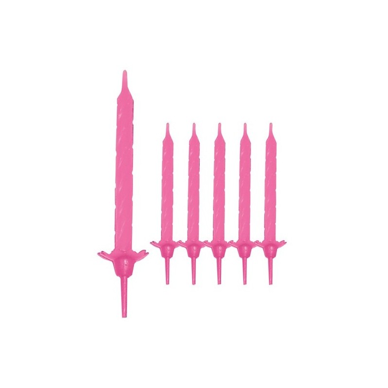 24 CANDELINE ROSA CON SOSTEGNO CM.7.5