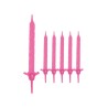 24 CANDELINE ROSA CON SOSTEGNO CM.7.5