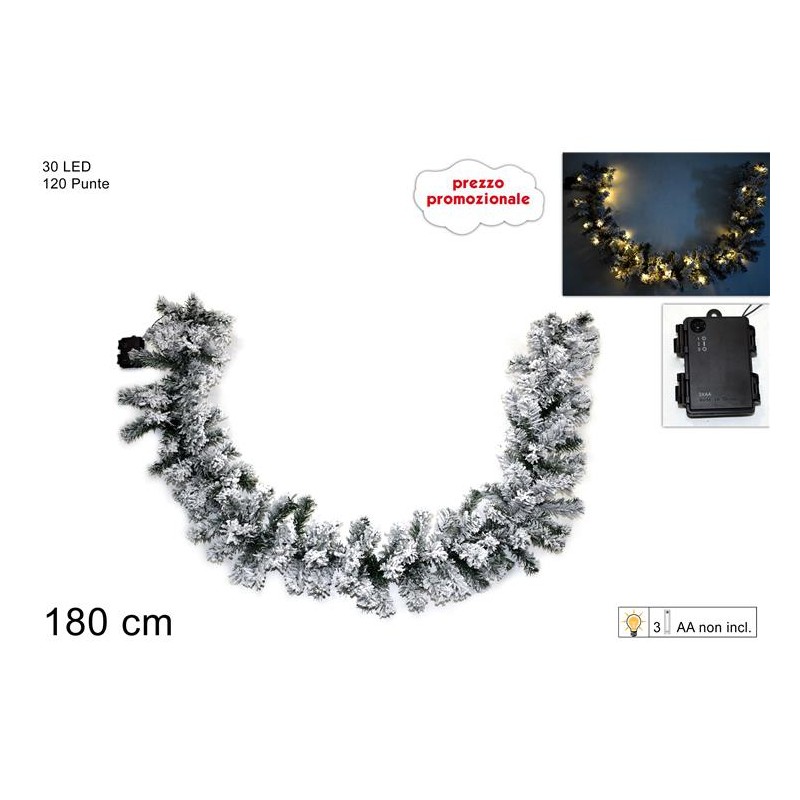 FESTONE INNEVATO 180CM 120 PUNTE 30 LUCI LED CAL