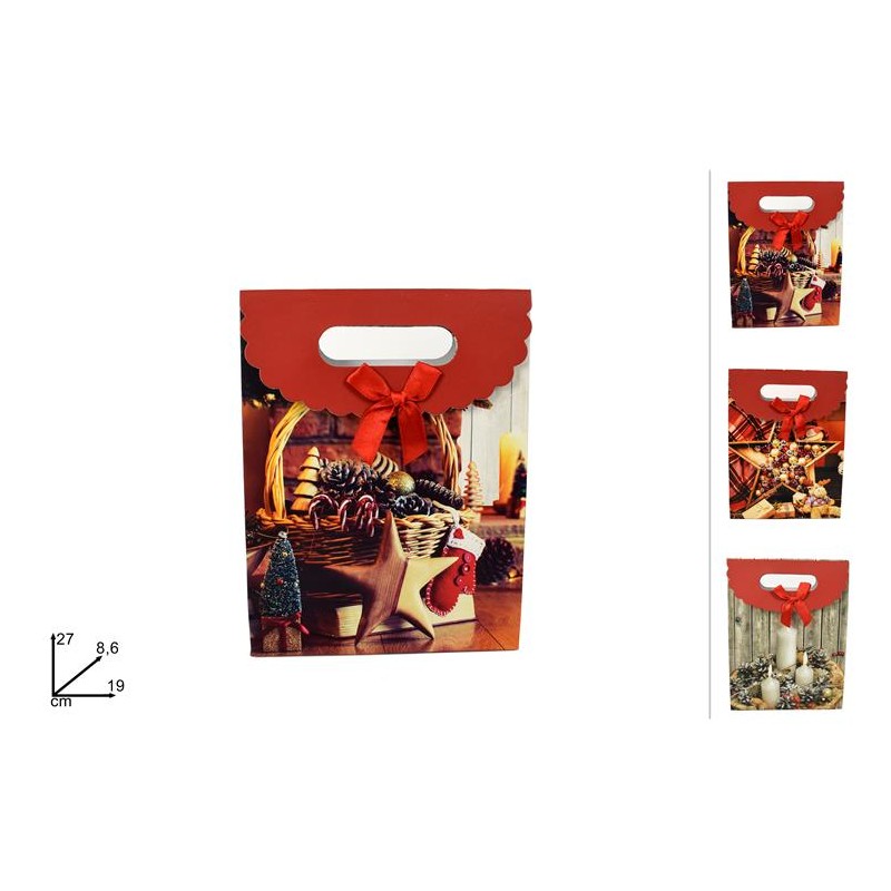 BUSTA REGALO  CM19.5X27X8.6 SCENARIO DI NATALE ASS