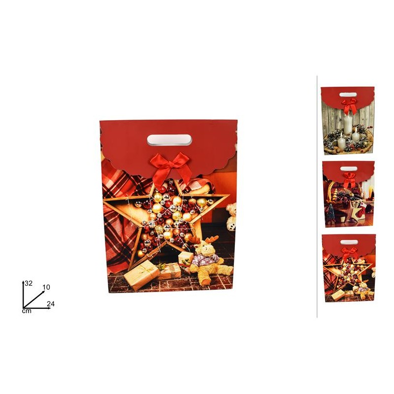 BUSTA REGALO  CM24X32X10 SCENARIO DI NATALE ASS