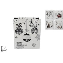 BUSTA XMAS STAMPA SILVER A FUOCO 33X25X10CM