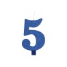 CANDELINA GLITTER N 5 CM 9.5 BLU