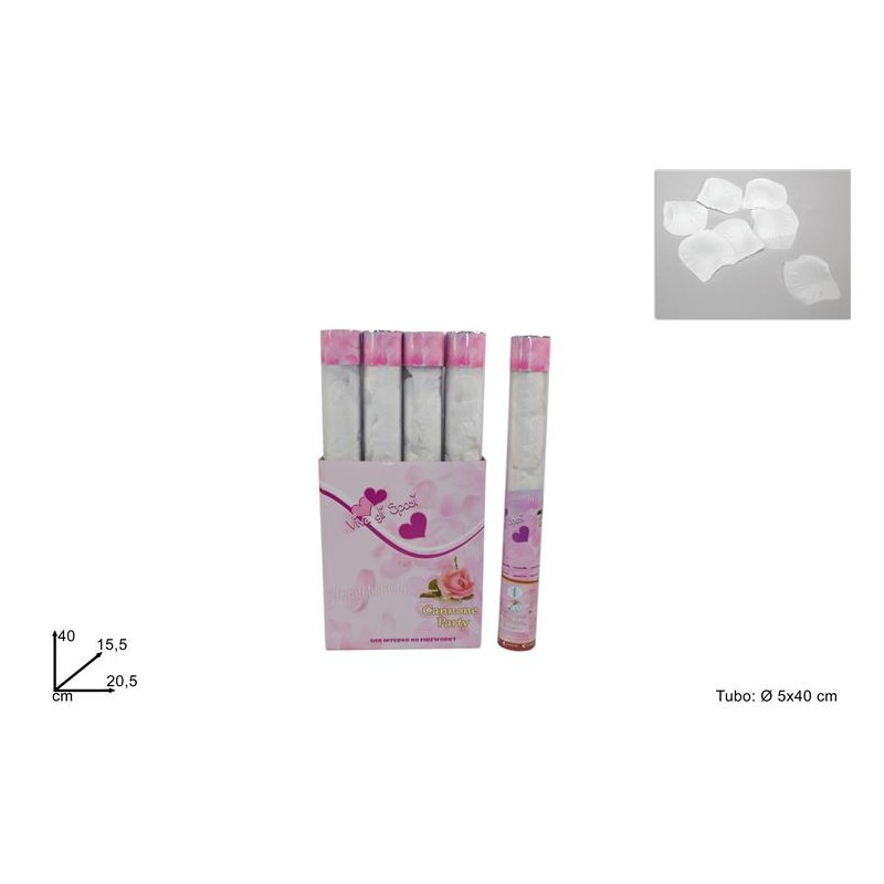 CANNONE PARTY POPPER SPOSI  PETALI BIANCHI CM.40