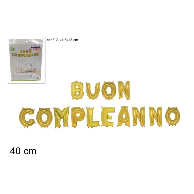 PALLONI CM.40 ORO BUON COMPLEANNO