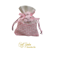 SACCHETTO CON ORSETTO DI GESSO ROSA X 10