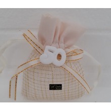 SACCHETTO CON TESSUTO LAMINATO ORO C /GESSO  9X7